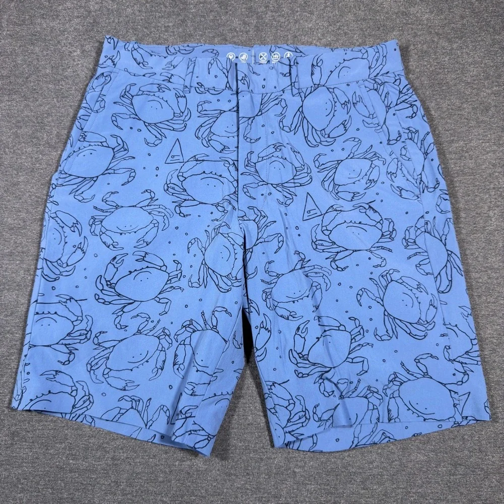 Polo Golf Ralph Lauren Shorts Mens 30 Blue Crab Print Performance Hybrid Swim